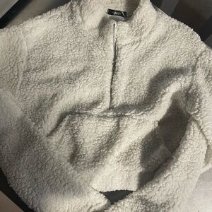 nNIBOD Cozy White Sherpa Half-Zip Sweater Small